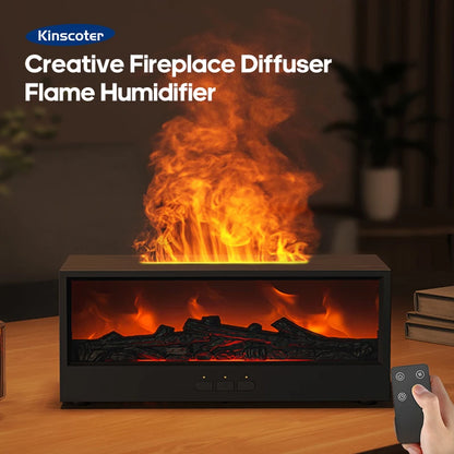 Humidificador chimenea Difusor de aceites esenciales con luz LED y control remoto