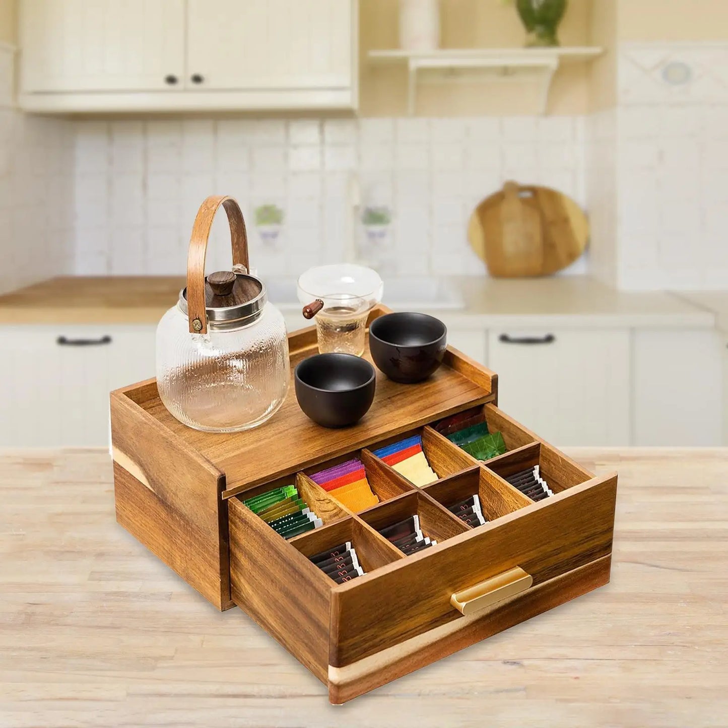 Organizador de bolsas de té de madera