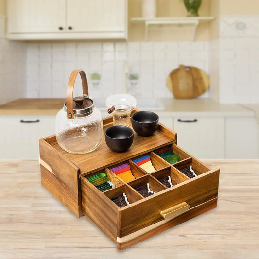 Organizador de bolsas de té de madera
