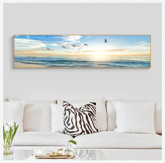 Panoramic natural landscape painting on canvas