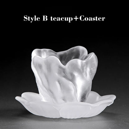 Taza de té de pétalos de estilo japonés hecha a mano