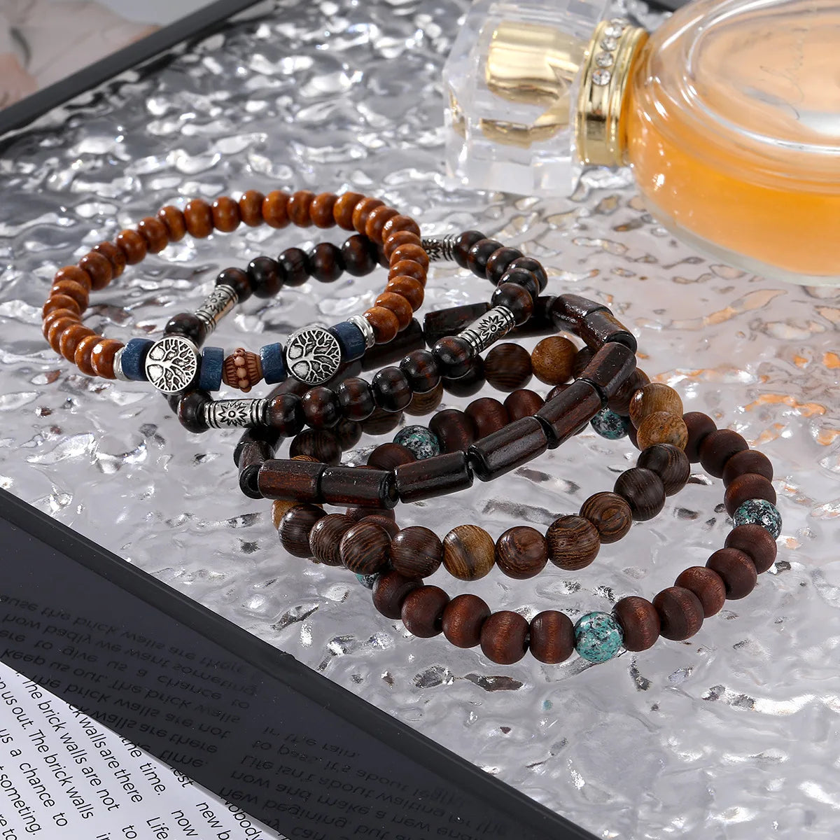 Unisex Bohemian multi-layer wooden bead bracelet