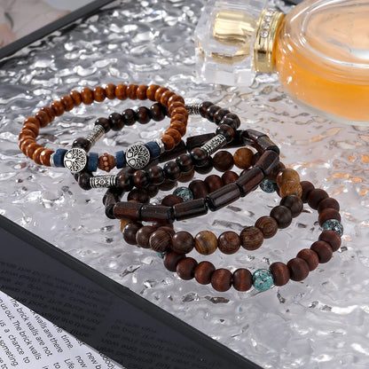Unisex Bohemian multi-layer wooden bead bracelet
