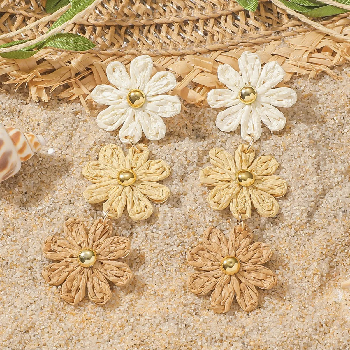 Pendientes colgantes de flores elegantes de Bohemia