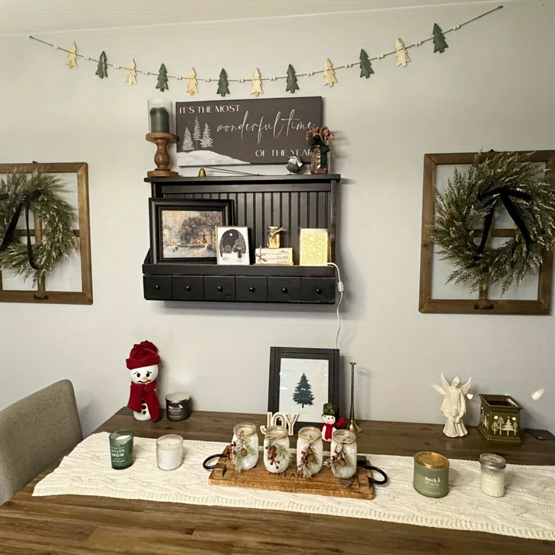 Decoración perfectamente combinada con 12 árboles y cuentas de madera, decoración navideña