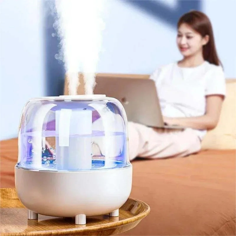Humidificador de aire Difusor de aroma de aceites esenciales Boquilla doble y luz LED