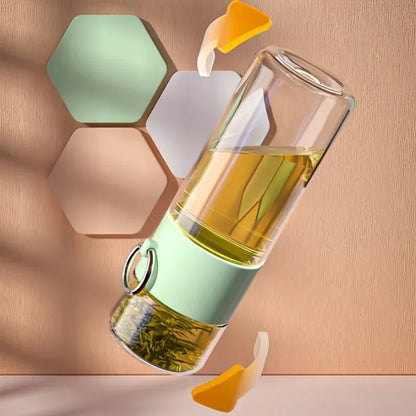 Taza de separación de agua de té de 350ml, botella de agua de plástico