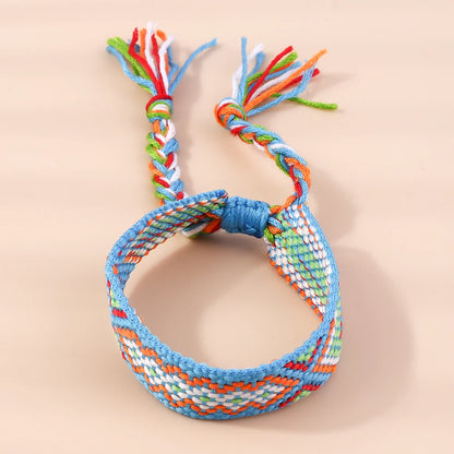 Letras de bordado de Bohemia Pulsera de borla tejida trenzada ajustable hecha a mano moda retro