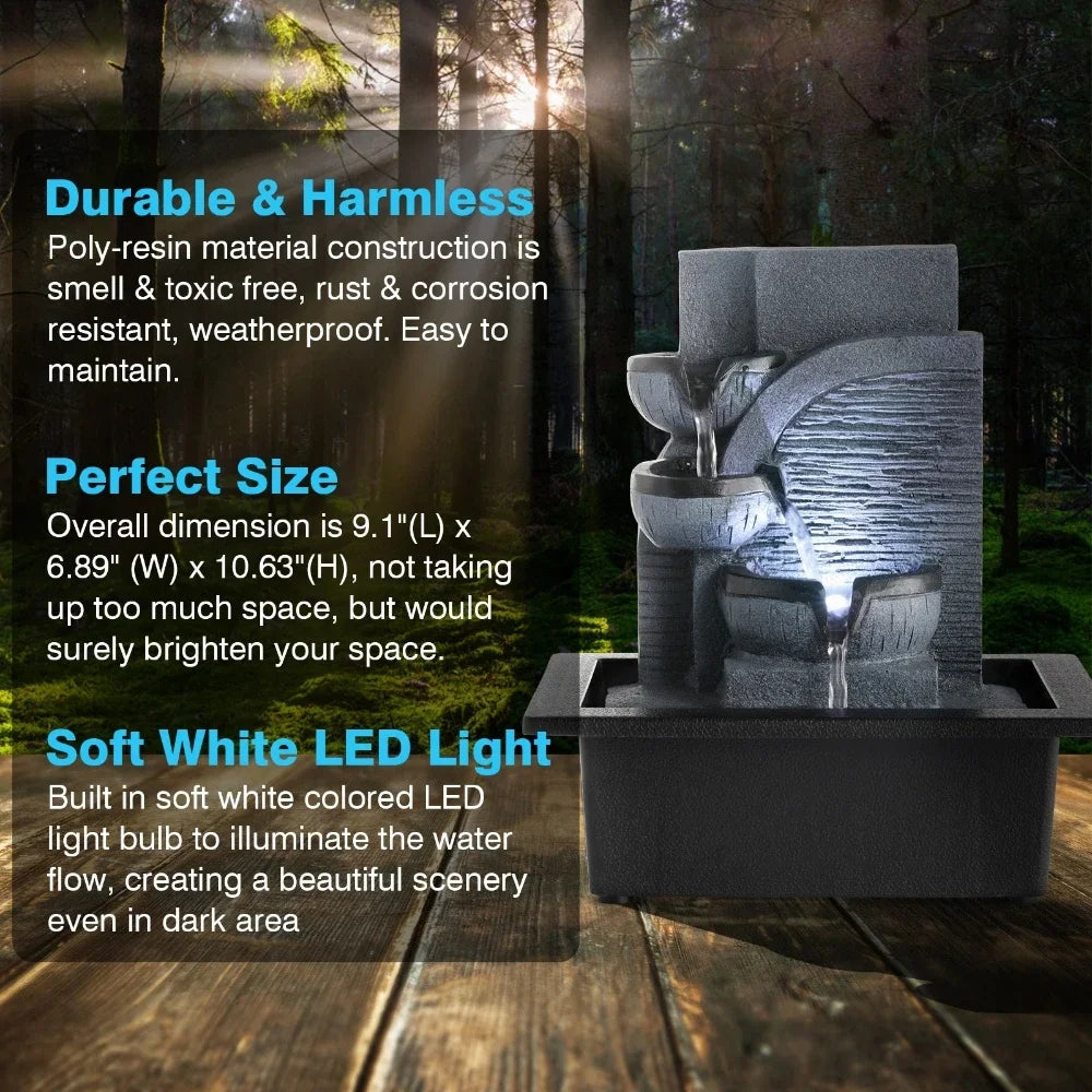 Fuente de agua Fengshui simple con bola geomántica