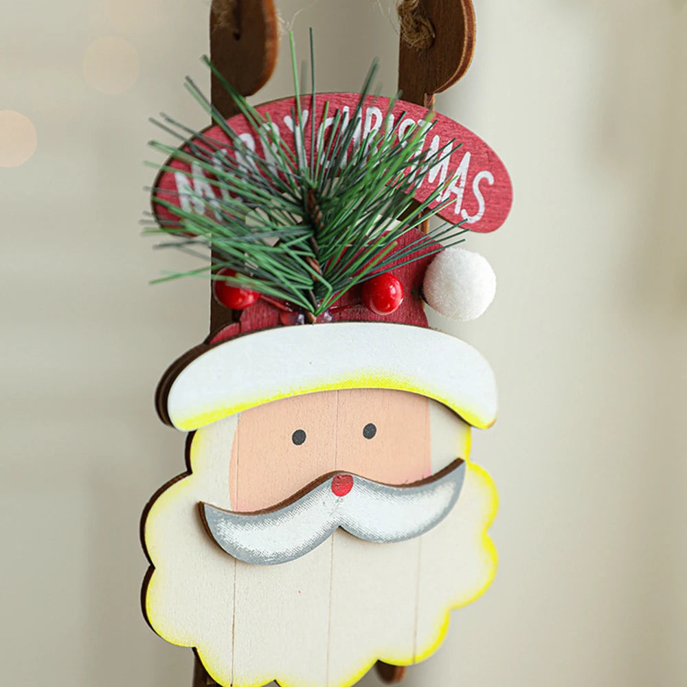 Madera retro Feliz Navidad Decoración de árbol