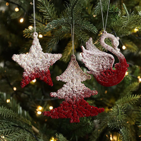 Colgantes navideños creativos rojo vino