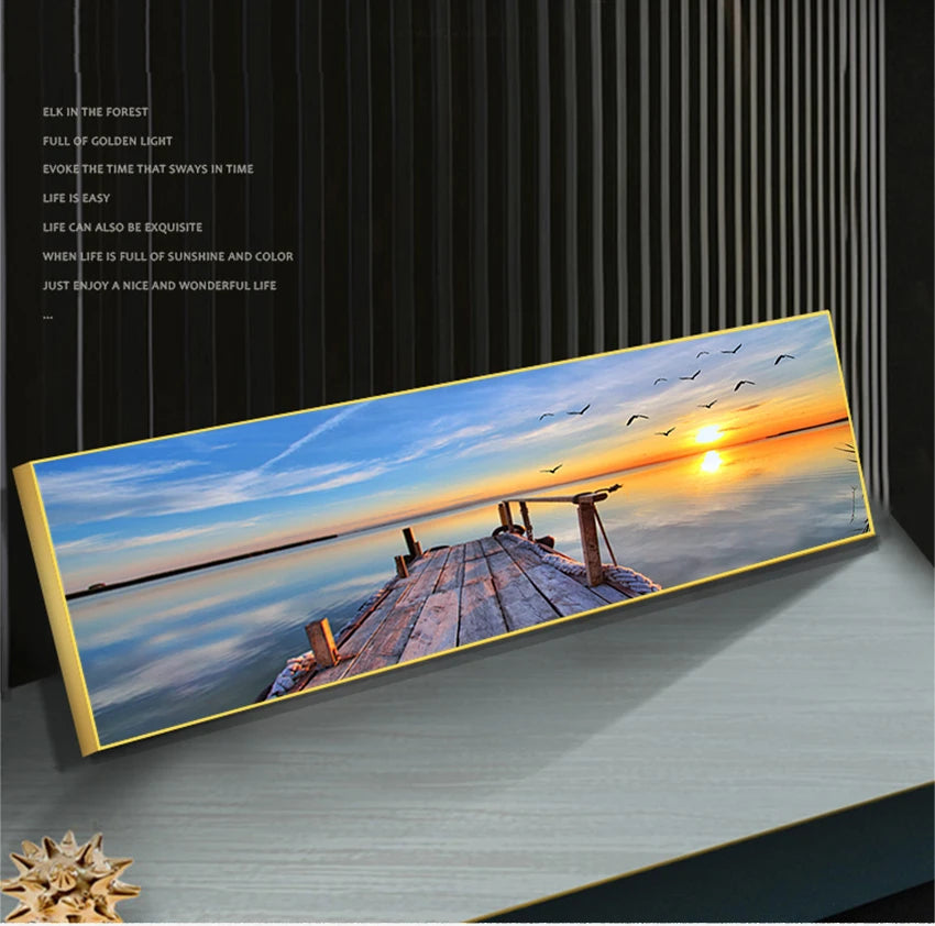 Panoramic natural landscape painting on canvas