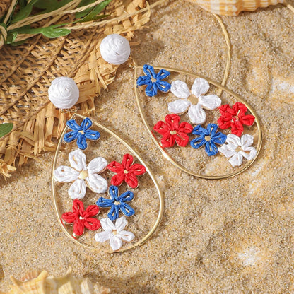 Pendientes colgantes de flores elegantes de Bohemia