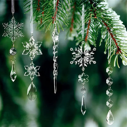 5 piezas Colgantes de copo de nieve acrílico Árbol de Navidad