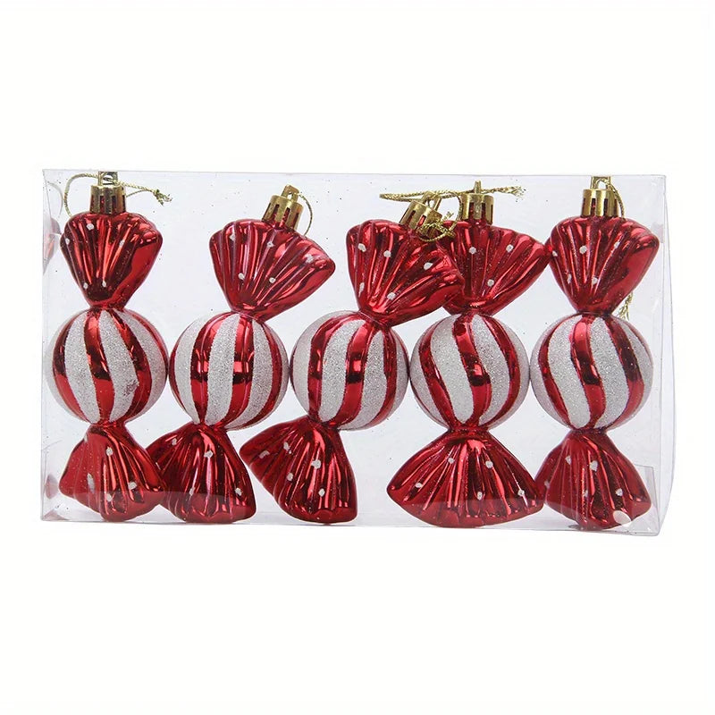 Pack of 5 Christmas candy tree ornaments 