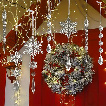 5 piezas Colgantes de copo de nieve acrílico Árbol de Navidad