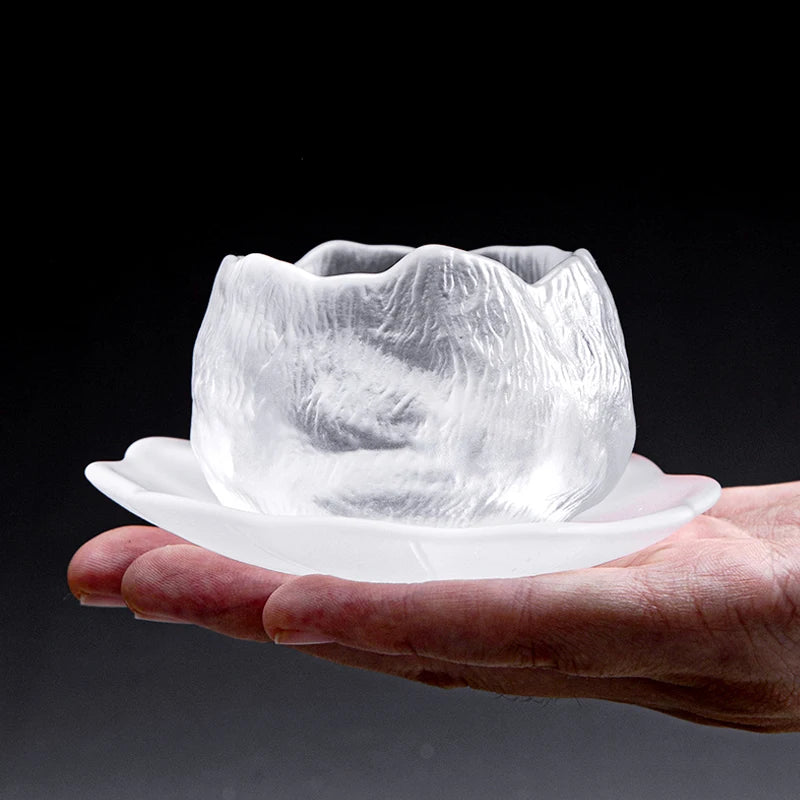 Taza de té de pétalos de estilo japonés hecha a mano