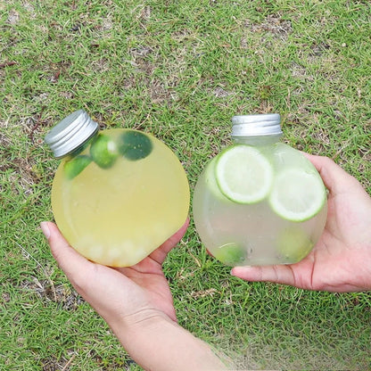 Botellas de plástico con forma de bola de 300ml botella de agua de plástico con tapas