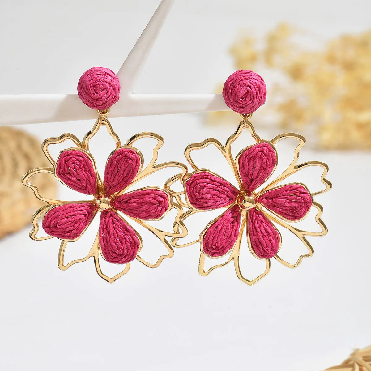 Pendientes colgantes de flores elegantes de Bohemia