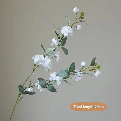 Camelia 1 pieza, rama larga con hojas flores artificiales