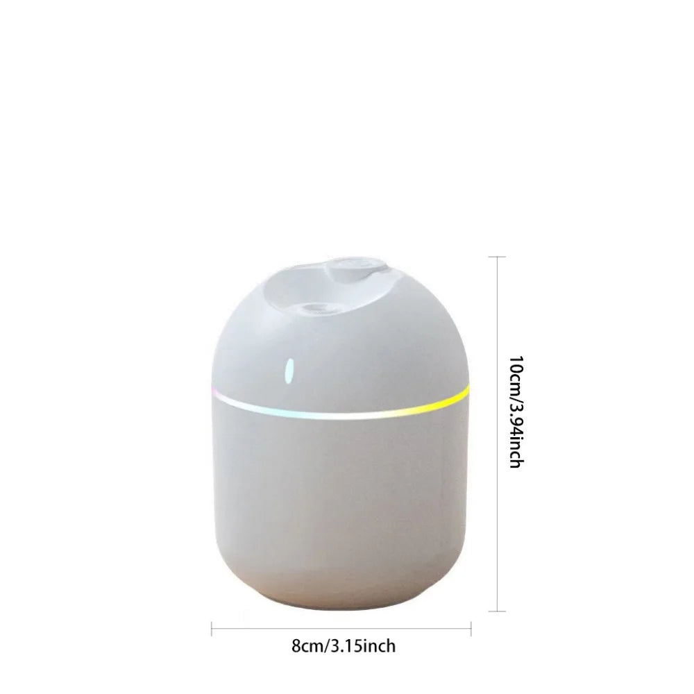 Humidificador de aire de 270 ml, difusor de aroma de niebla fría, luz nocturna LED, apagado, protección, humidificador USB
