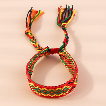 Letras de bordado de Bohemia Pulsera de borla tejida trenzada ajustable hecha a mano moda retro