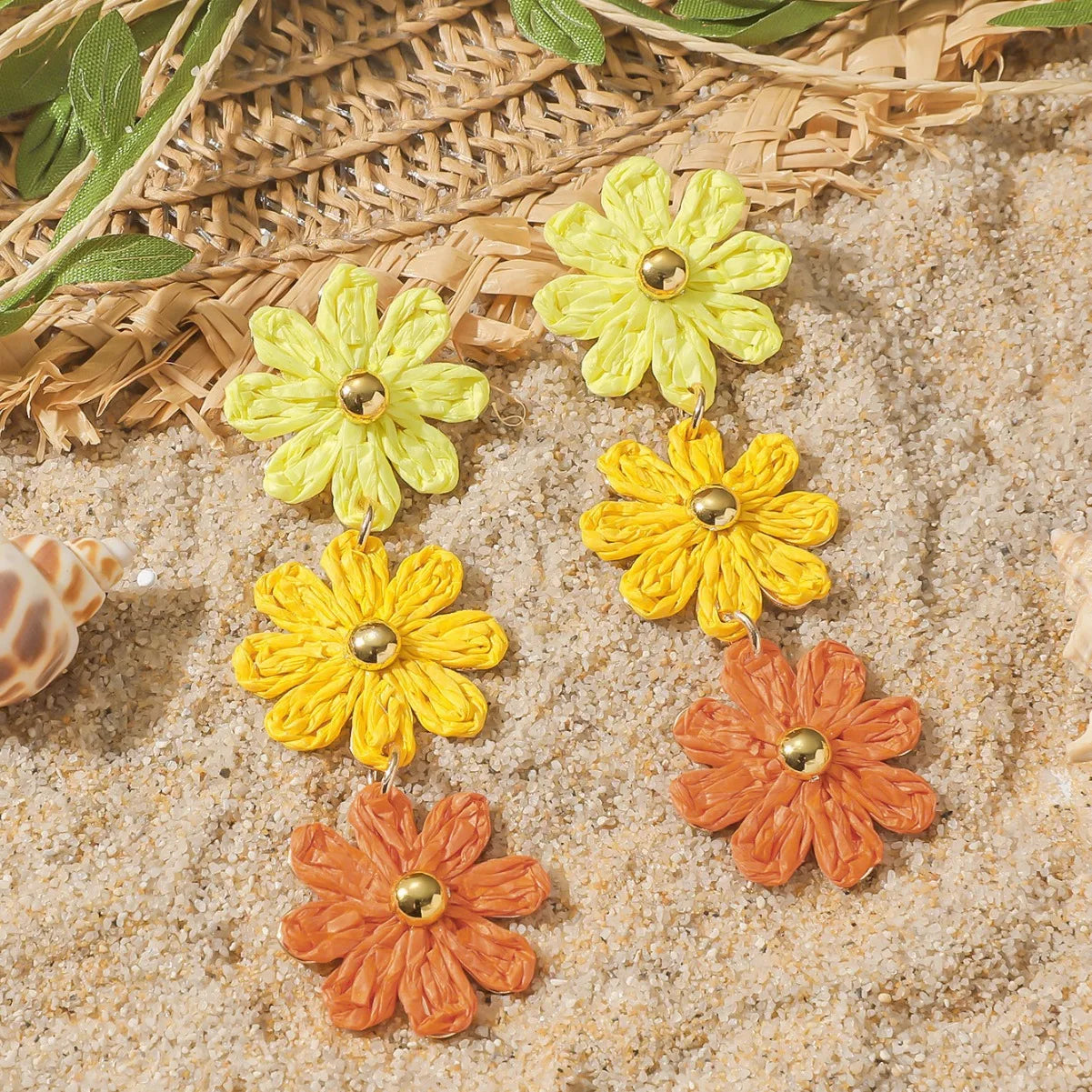 Pendientes colgantes de flores elegantes de Bohemia