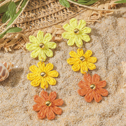 Pendientes colgantes de flores elegantes de Bohemia