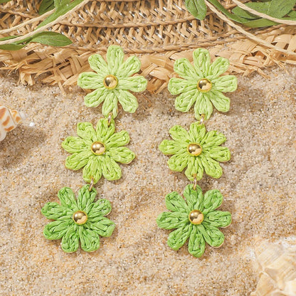 Pendientes colgantes de flores elegantes de Bohemia