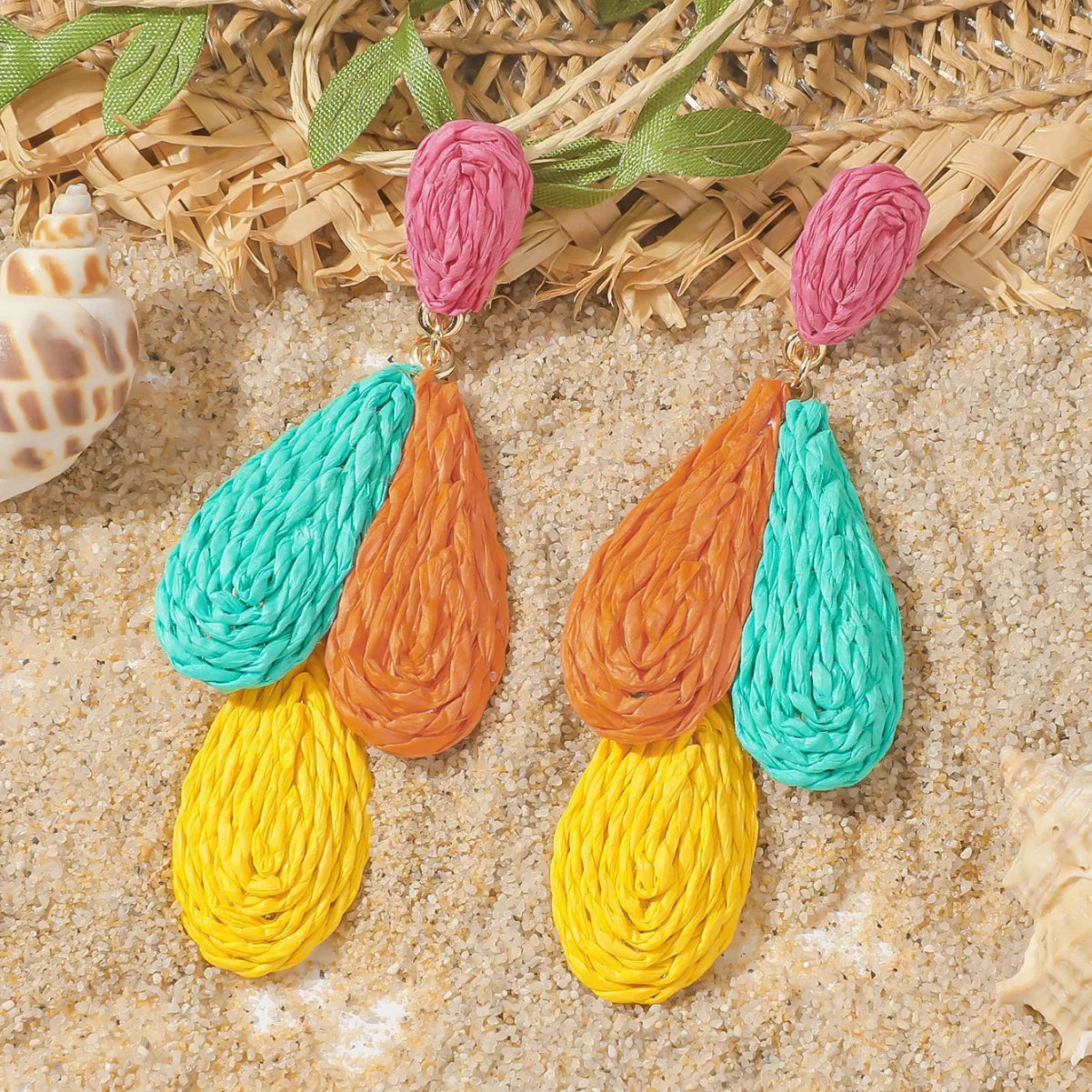 Pendientes colgantes de flores elegantes de Bohemia