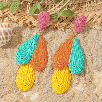 Pendientes colgantes de flores elegantes de Bohemia