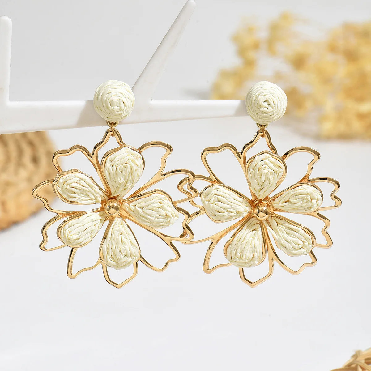 Pendientes colgantes de flores elegantes de Bohemia