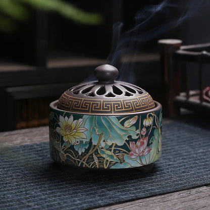 Quemador de incienso de loto de cerámica