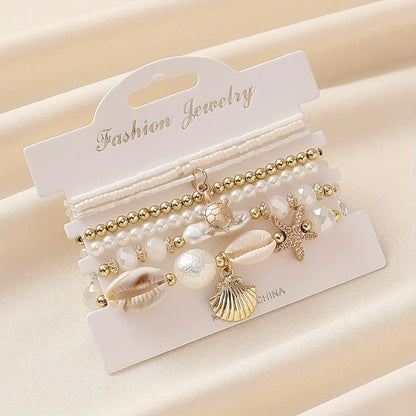 Multicolored beaded bracelets with Bohemian crystal tassel