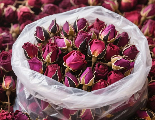 Flores secas de rosas naturales