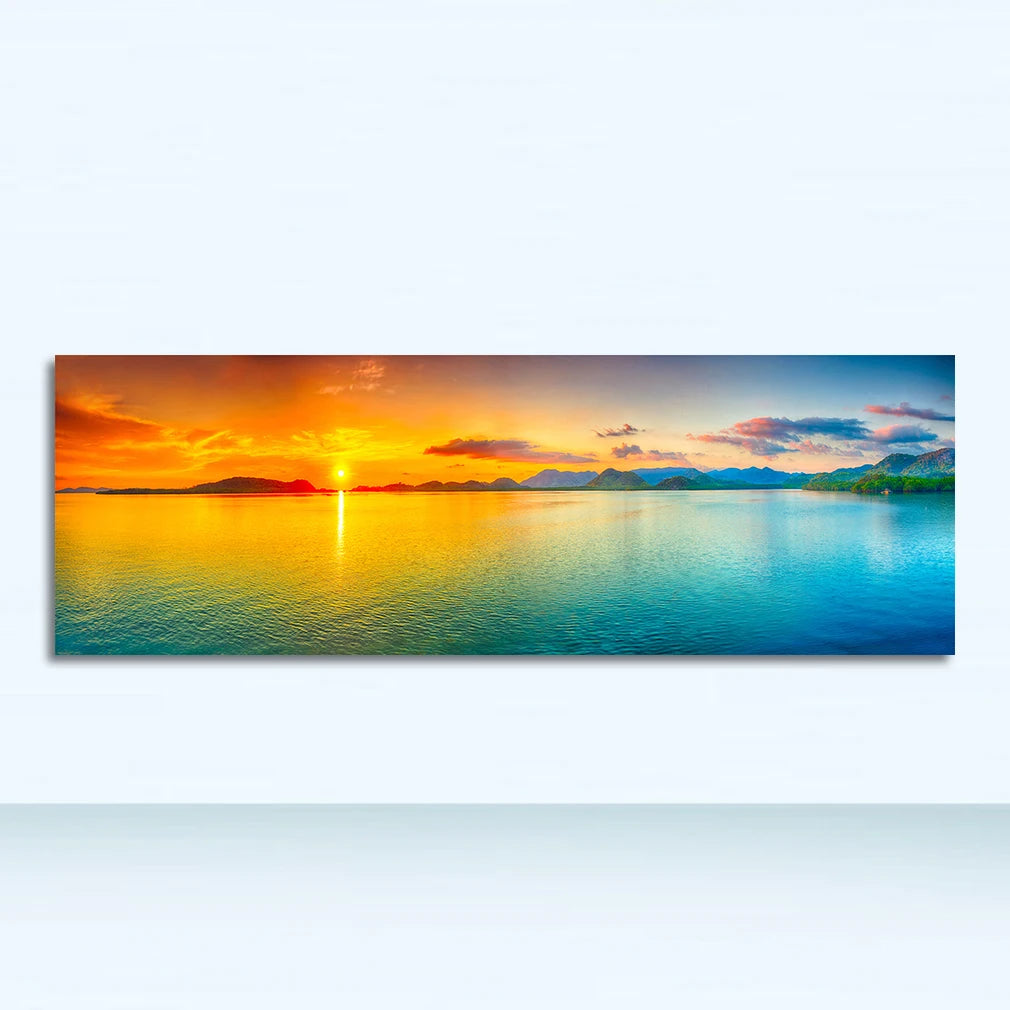 Panoramic natural landscape painting on canvas