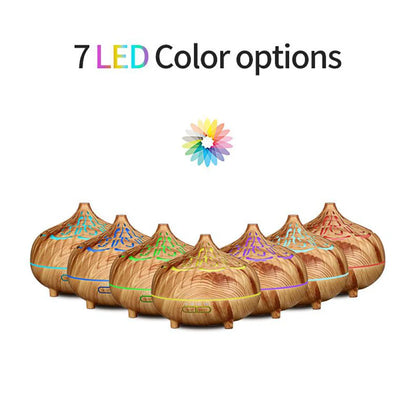 Humidificador de aire de 500 ml, difusor de aceites esenciales de aromaterapia, grano de madera, control remoto, humidificador ultrasónico para hogar, dormitorio, spa