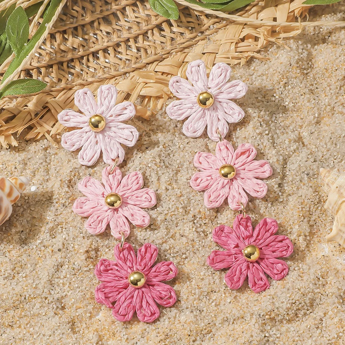 Pendientes colgantes de flores elegantes de Bohemia