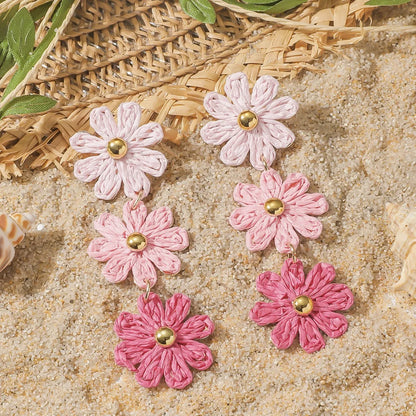 Pendientes colgantes de flores elegantes de Bohemia