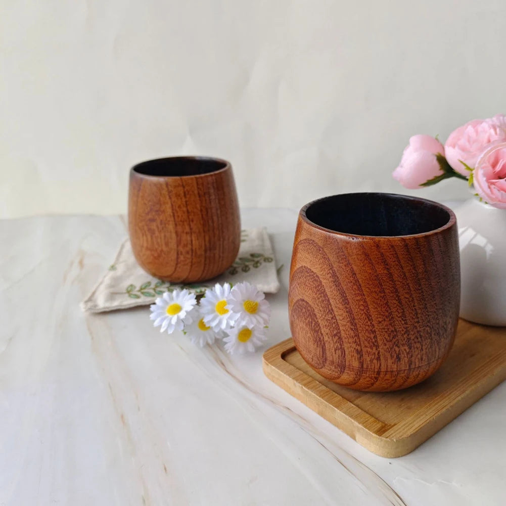 Taza de té de madera maciza natural