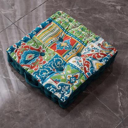 Cojín cuadrado bohemio con motivos de Mandala