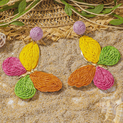 Pendientes colgantes de flores elegantes de Bohemia