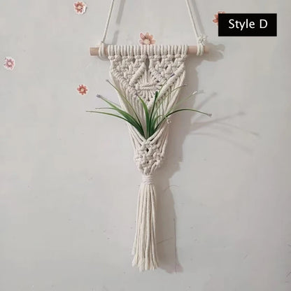 Tapiz colgante de pared con bolsillo tejido a mano, Artesanía bohemia