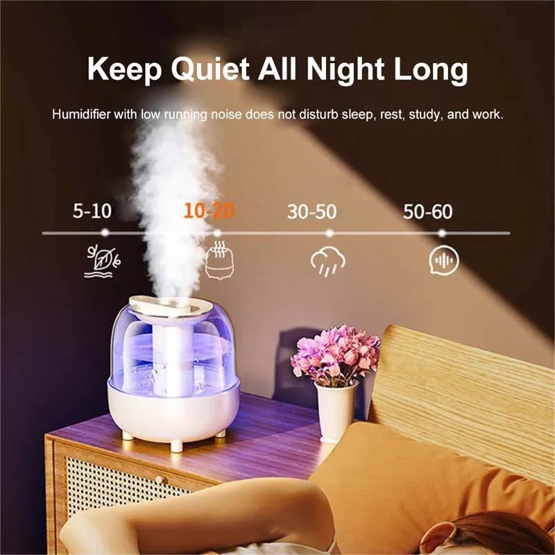 Humidificador de aire Difusor de aroma de aceites esenciales Boquilla doble y luz LED