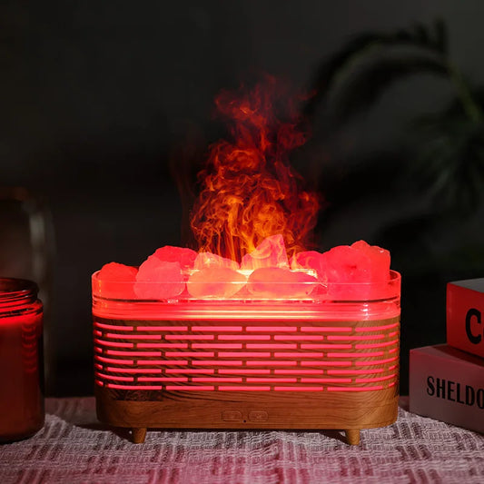 Lámpara de sal del Himalaya para difusor de aceites esenciales, difusor humidificador de aire con chimenea