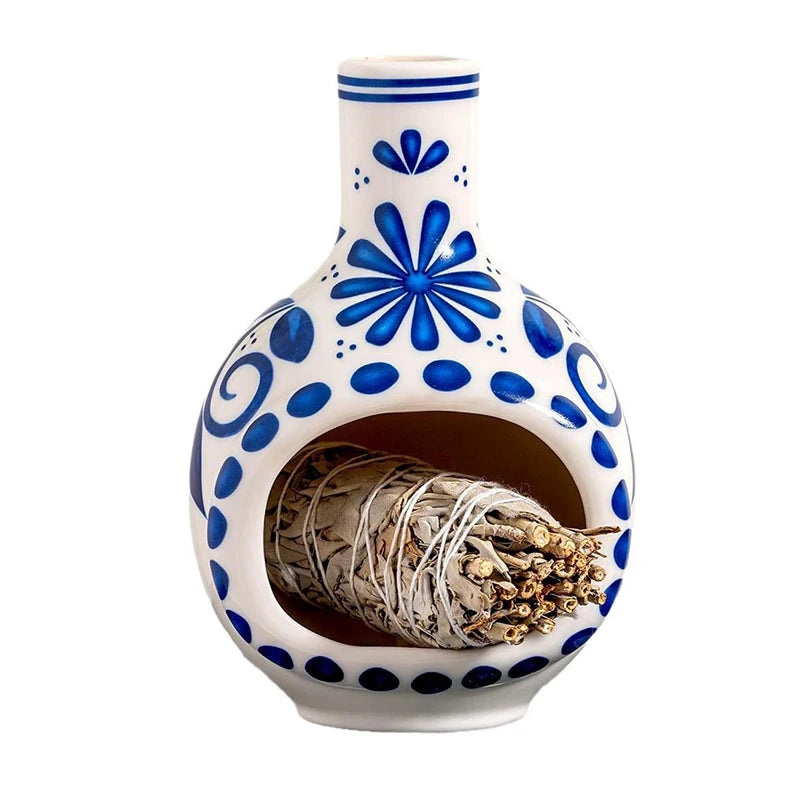 Quemador de cerámica hecho a mano para Palo Santo y Soporte de salvia