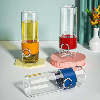 Taza de separación de agua de té de 350ml, botella de agua de plástico