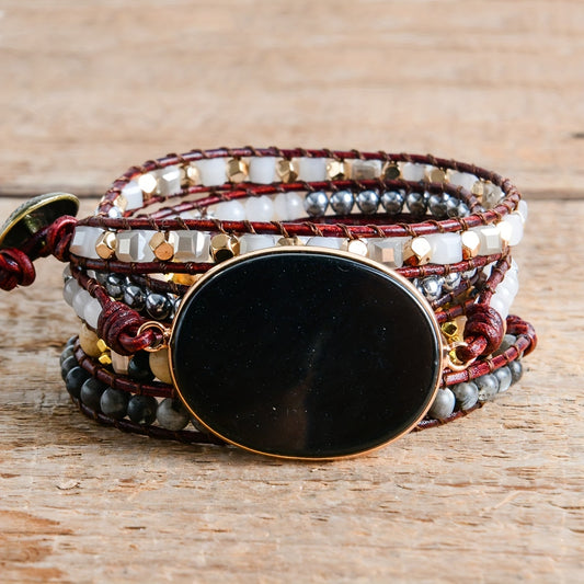 Pulsera de ágata negra hecha a mano