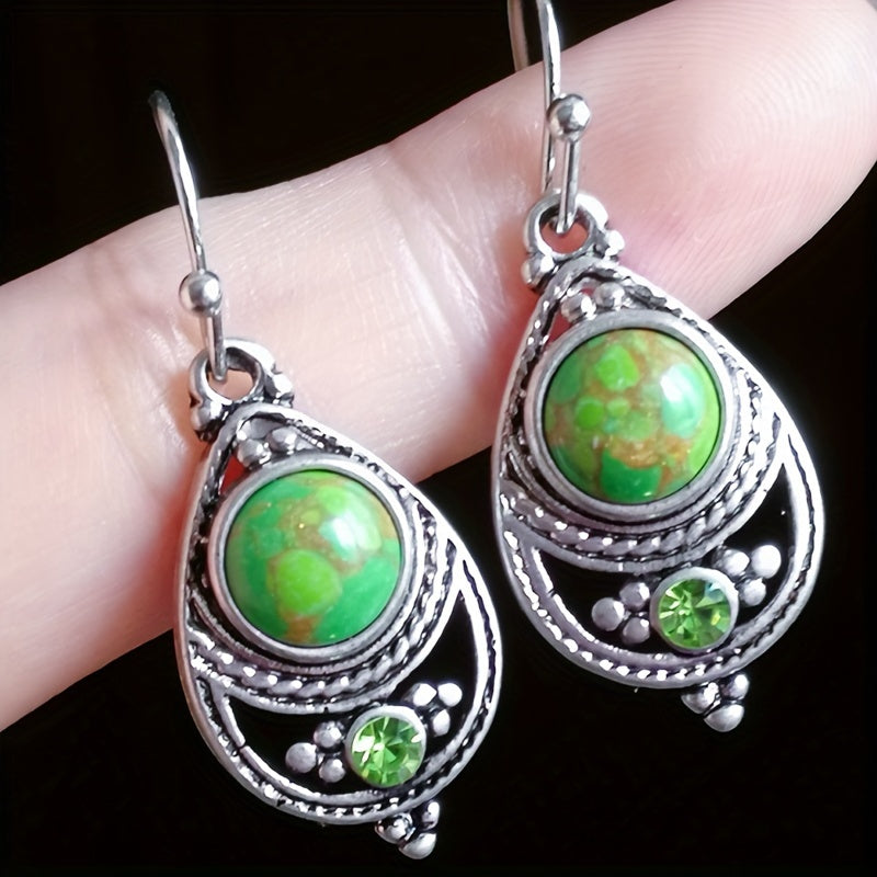 Pendientes retro de turquesa de plata antigua