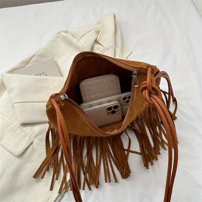 Bolso Boho Chic de gran capacidad - Resistente al agua, correas de hombro fijas, forro de poliéster, cierre de cremallera